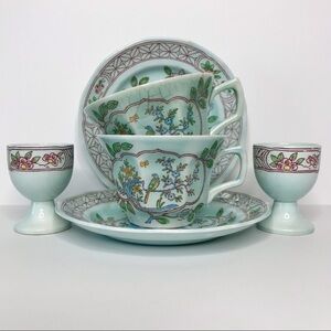 Calyx Ware Singapore Bird VINTAGE 1960s Tea Cup Set Egg Cup Set